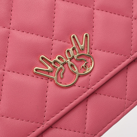 Chanel Matelasse W Piece Chain Wallet Pink Lambskin Shoulder Bag - Picture 7 of 12